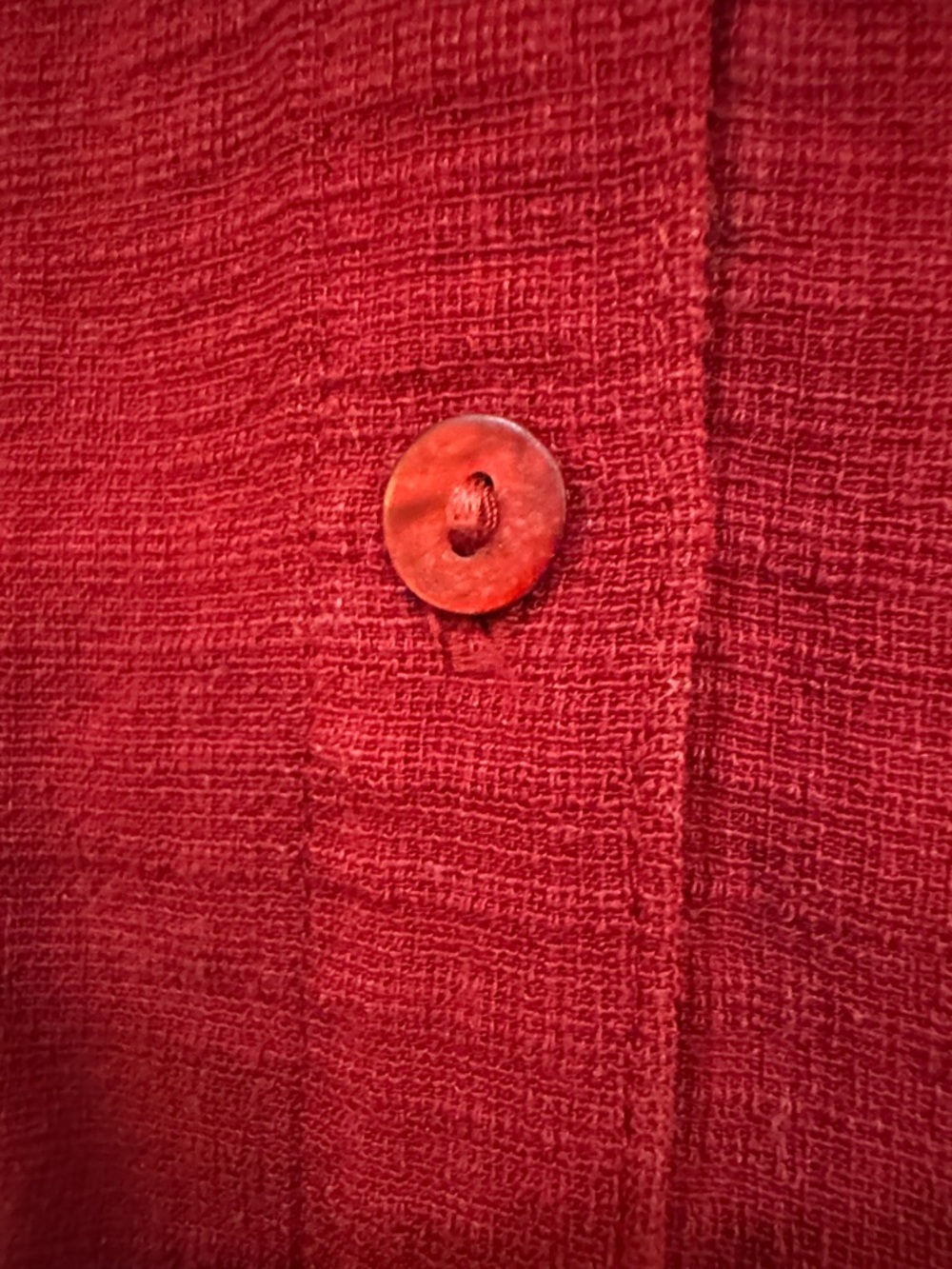 Eileen Fisher Crimson Red Button-Down Mandarin Collar Blouse viscose/linen - Picture 4 of 5